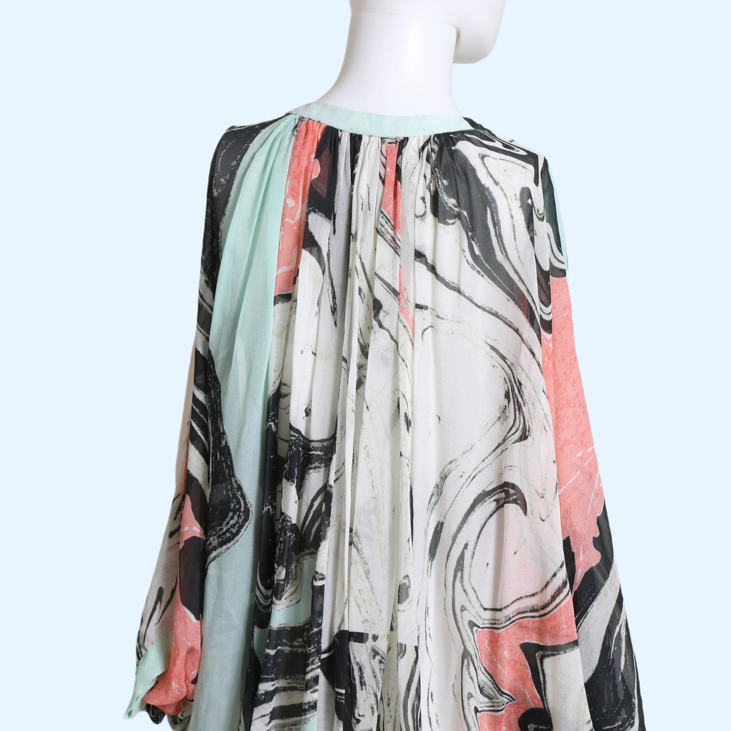 DIANE VON FURSTENBERG Abstract Print Silk Fleurette Caftan Mini Dress