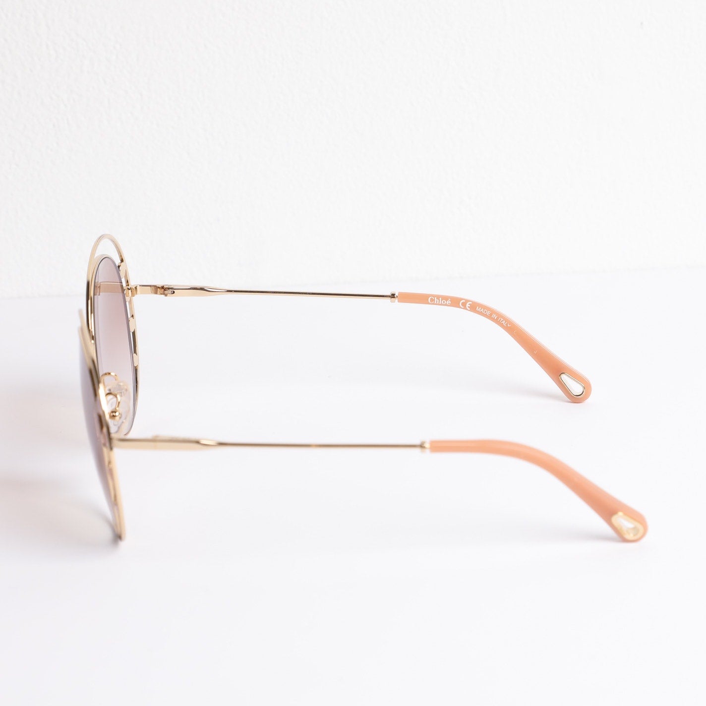 CHLOE Delilah Double Rimmed Gradient Sunglasses, Gold + Pink Frames