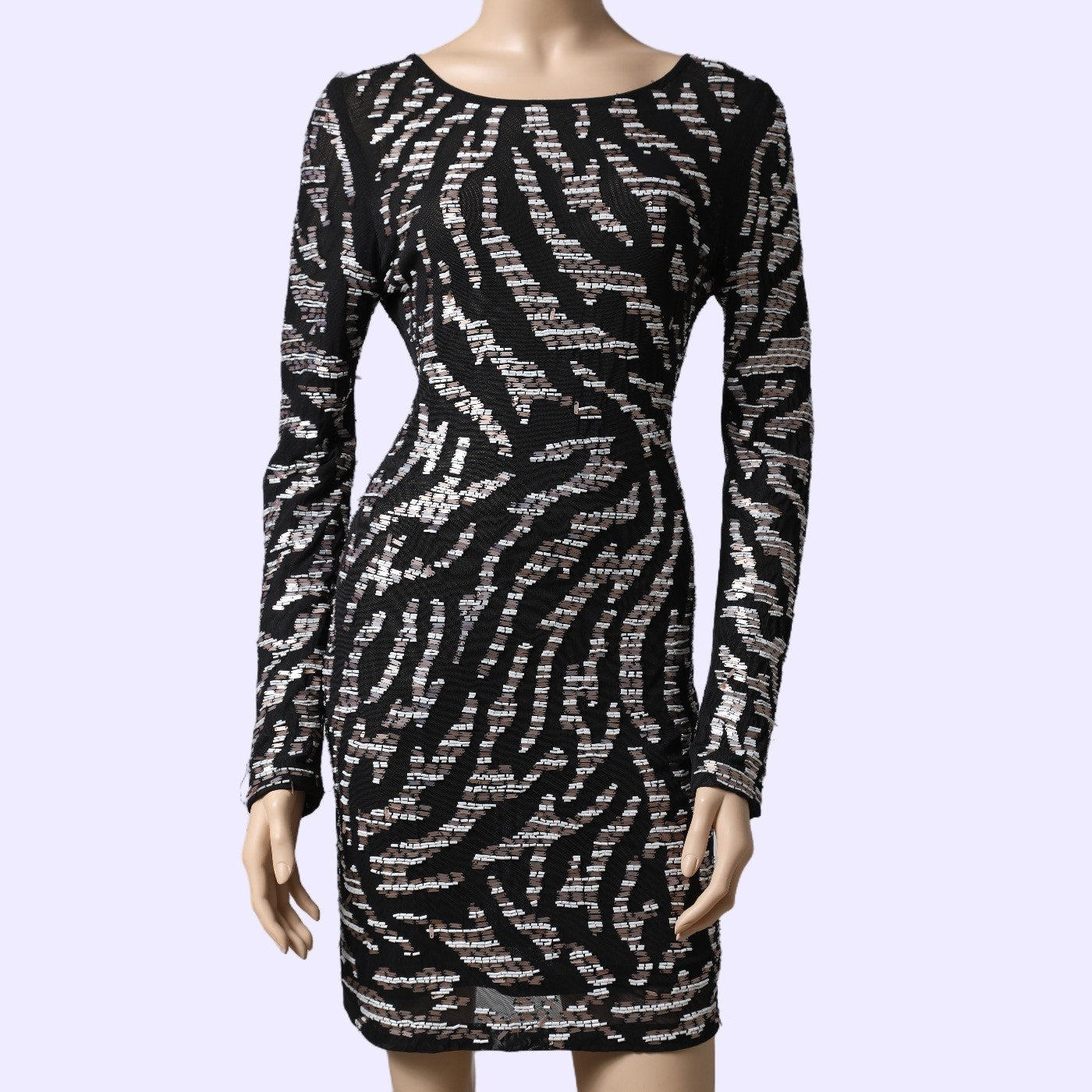 RENZO + KAI Black Sequin Long Sleeve Mini Dress