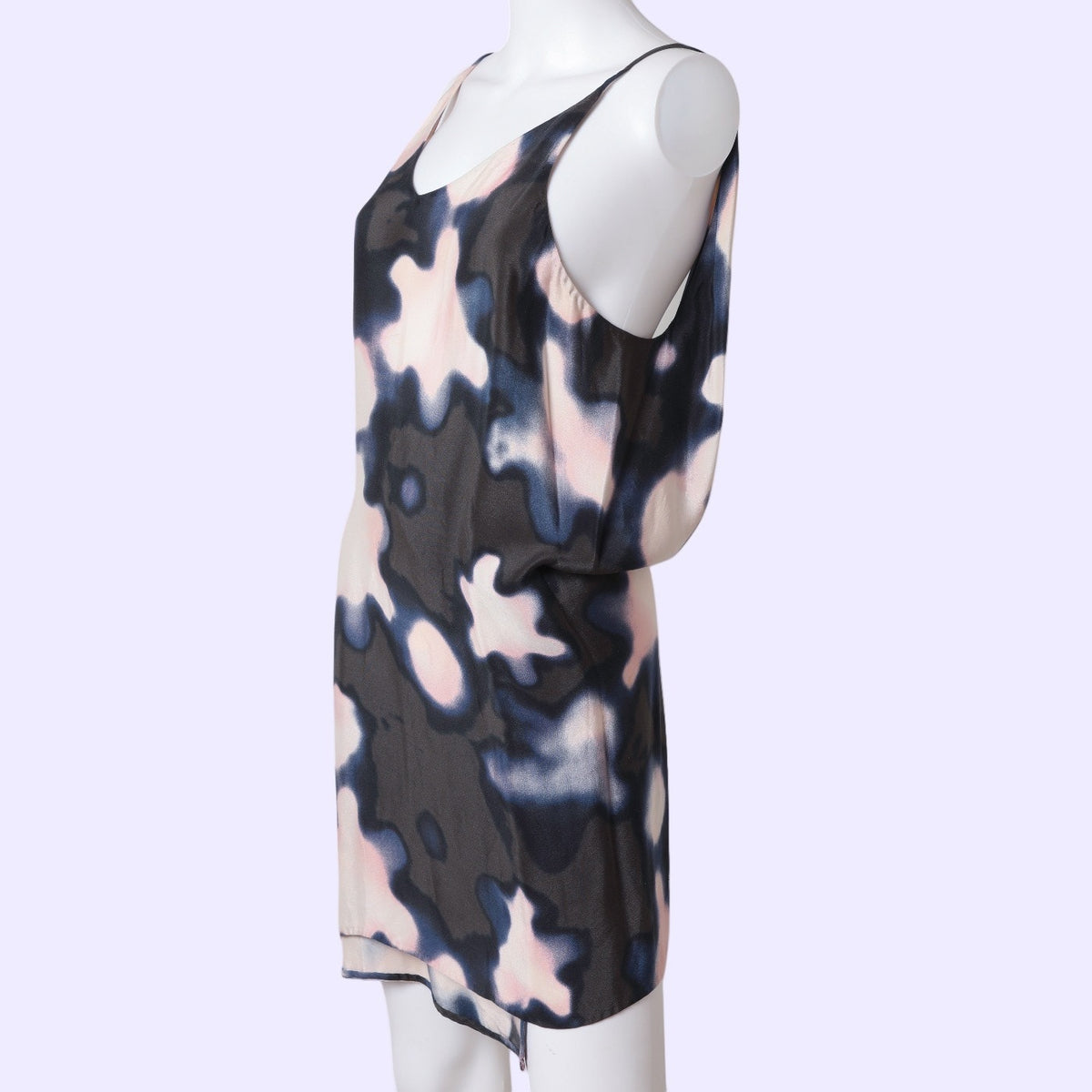 3.1 PHILLIP LIM Abstract Pink Blue Gray Print Silk Backless Slip Mini Dress