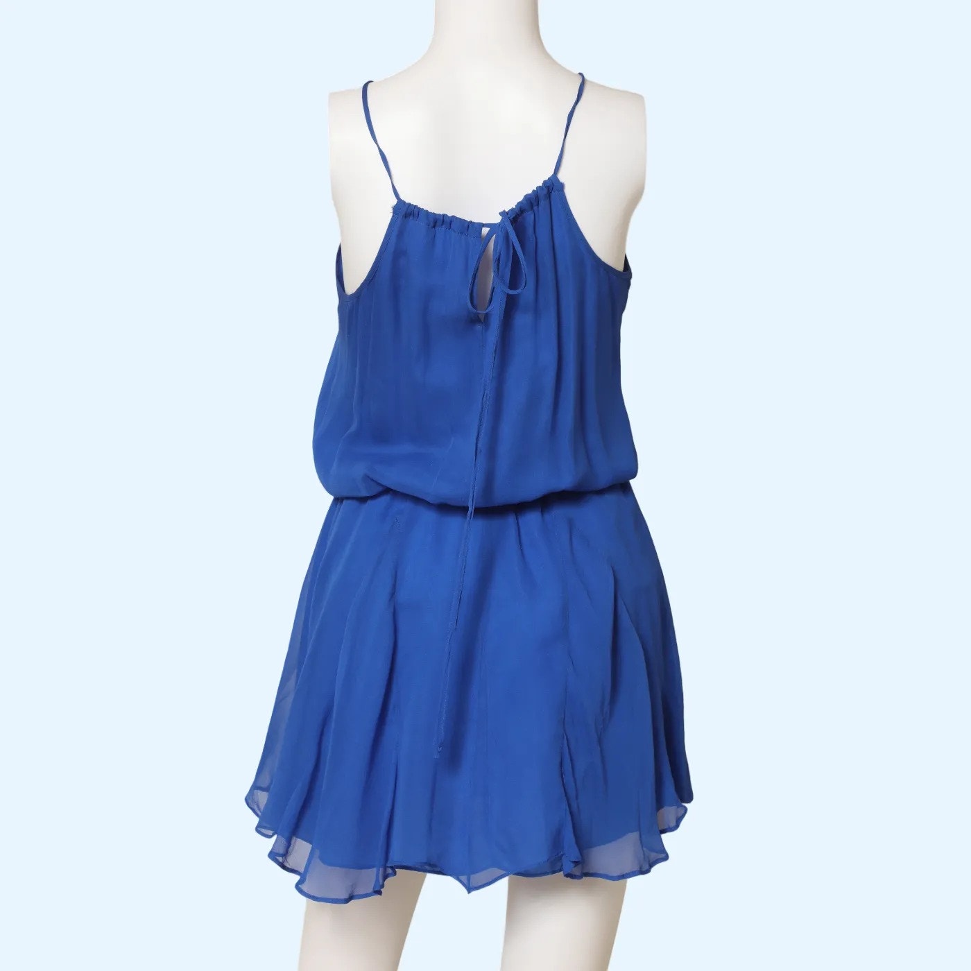 MASON Blue Silk Chiffon Sheer Panel Mini Dress