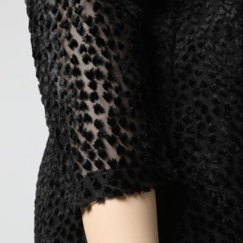 ROBERT RODRIGUEZ Pauline Black Velvet Dot Mini Black Dress
