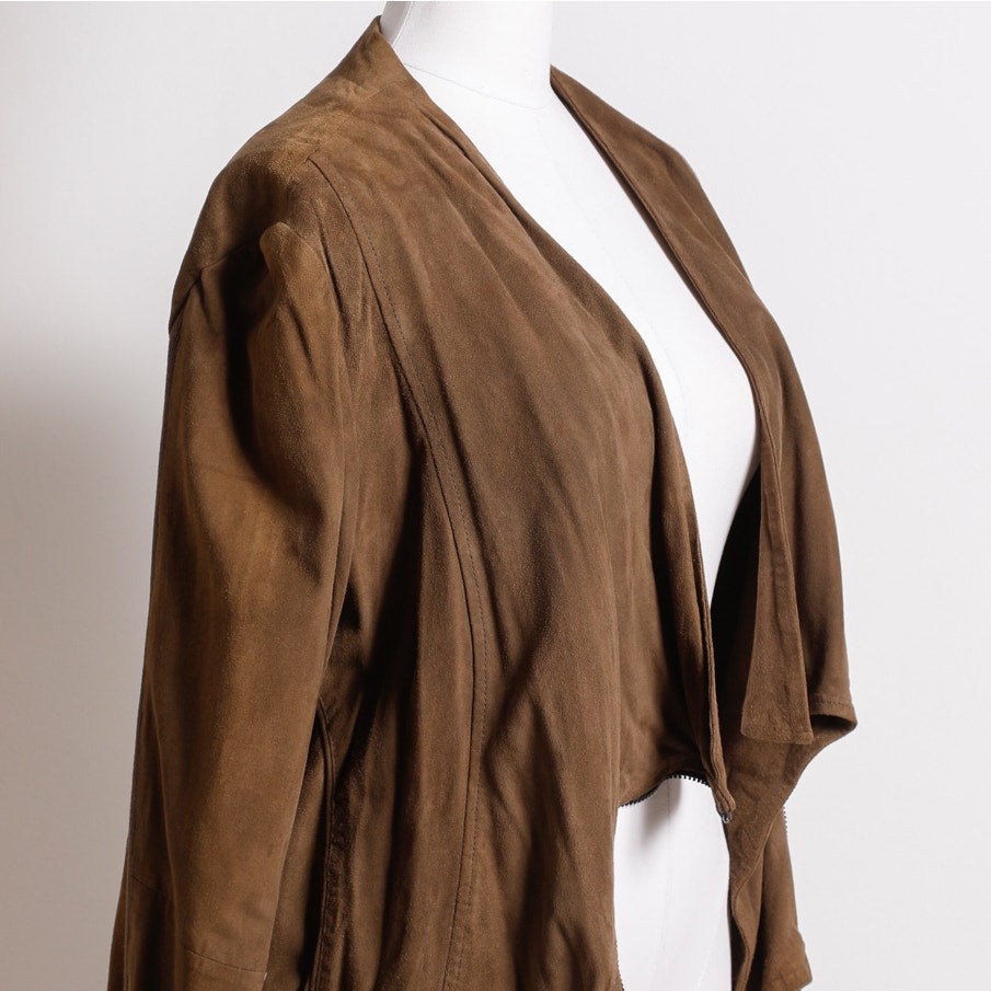 MUUBAA Brown Suede Vintage Long Sleeve Jacket