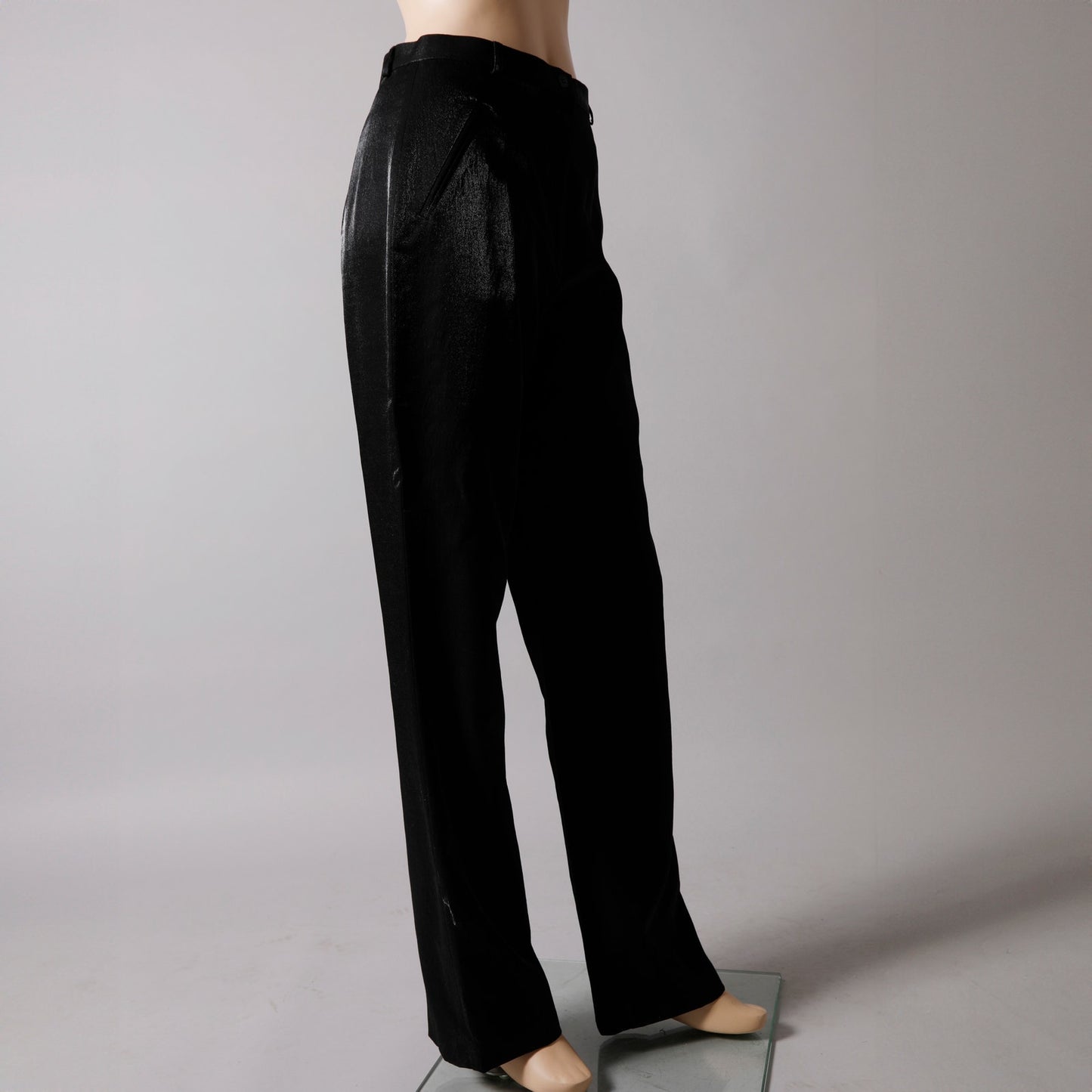 MARK EISEN Black Satin Wool Blend Trousers – Vintage 90s