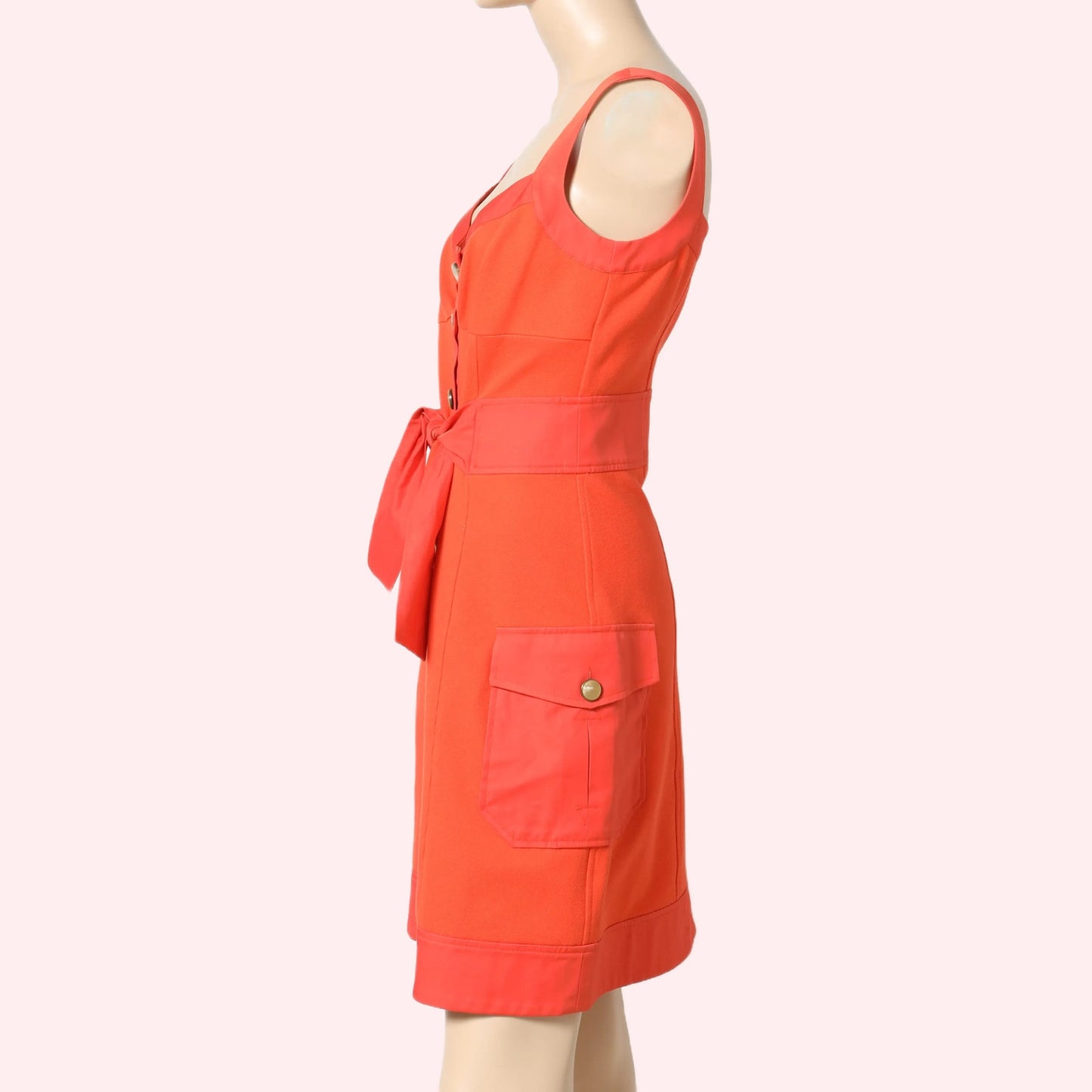 DIANE VON FURSTENBERG Orange V-Neck Button-Up Mini Dress