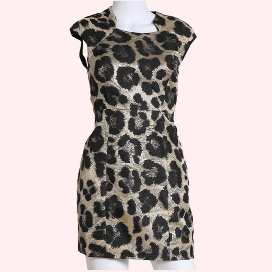 TIBI Metallic Animal Print Mini Dress
