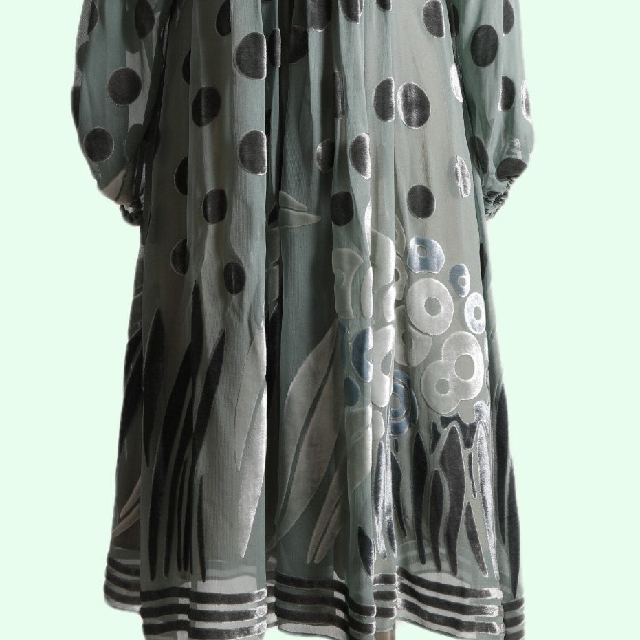 BCBGMAXAZRIA RUNWAY Turquoise Patterned Silk and Velvet Vintage Y2K Dress