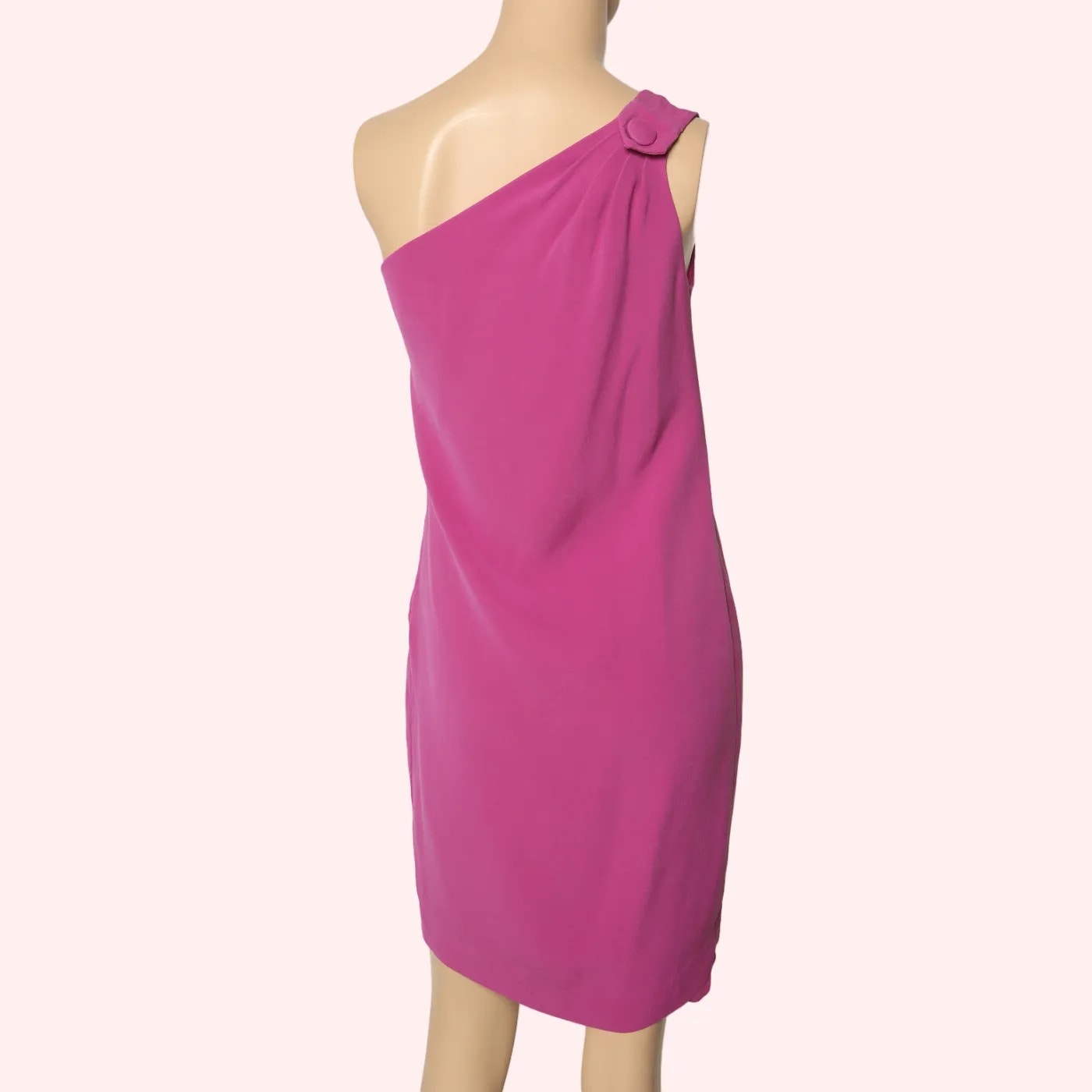 TORY BURCH Fuchsia One Shoulder Silk Shift Mini Dress