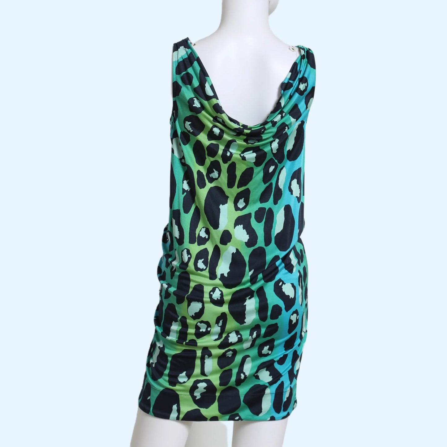 DIANE VON FURSTENBERG Blue Green Animal Print Silk Mini Dress