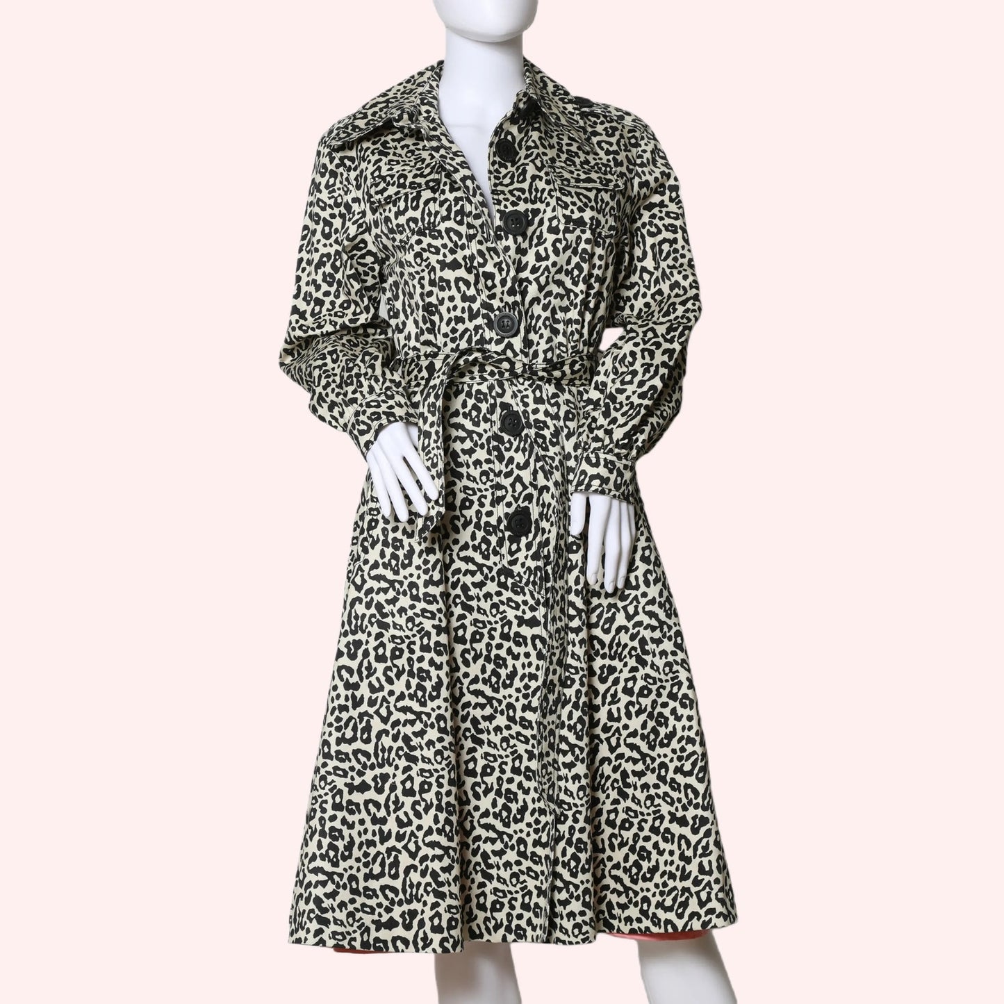 MANOUSH Cream Animal Print Trench Coat