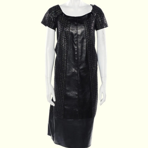 MARC JACOBS Black & Metallic Midi Length Leather Dress – The Untitled Boutique