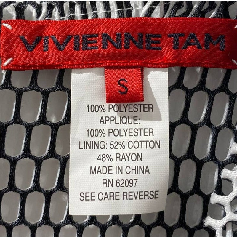 VIVIENNE TAM Black and White Netted Floral Tank