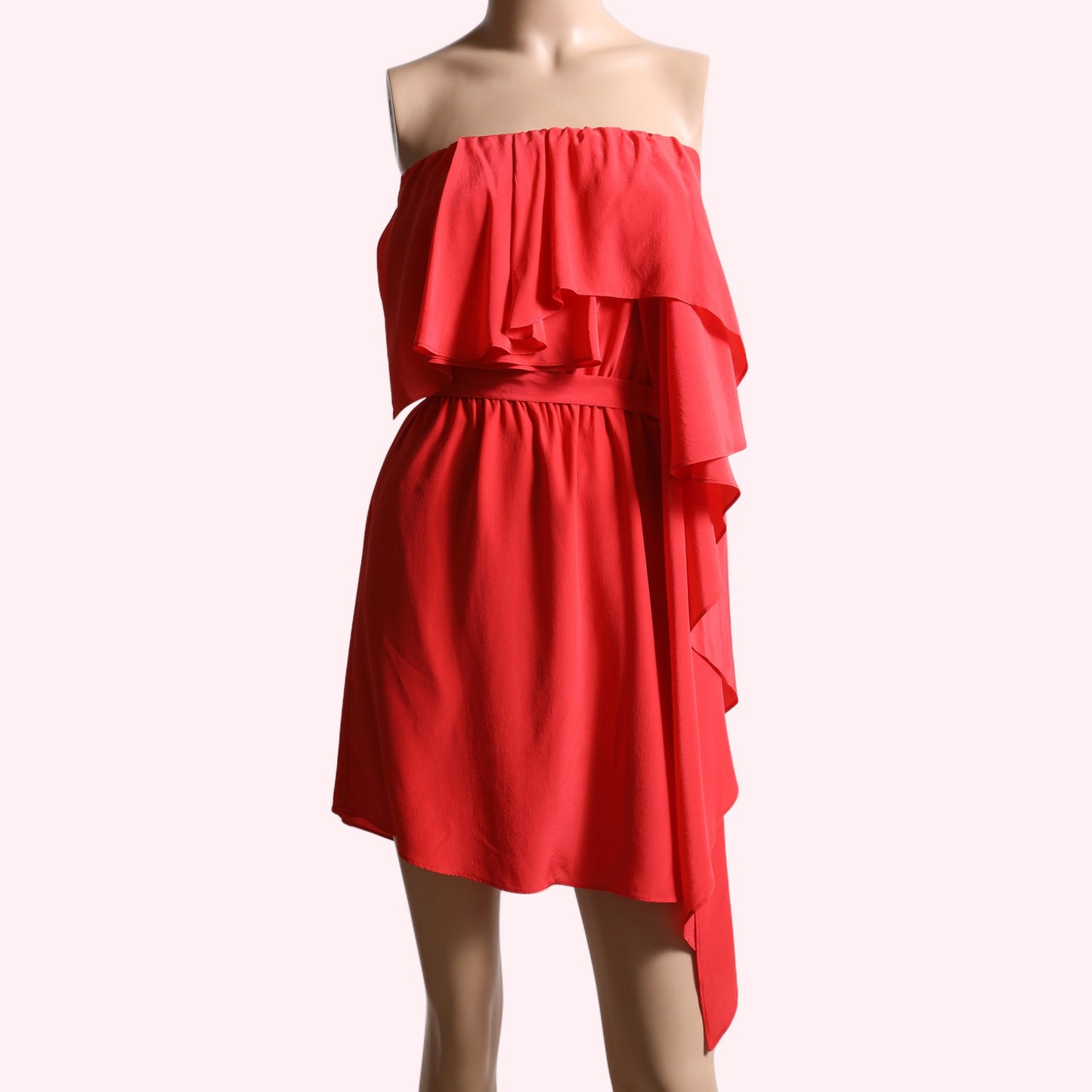 HAUTE HIPPIE Coral Red Strapless Mini Dress