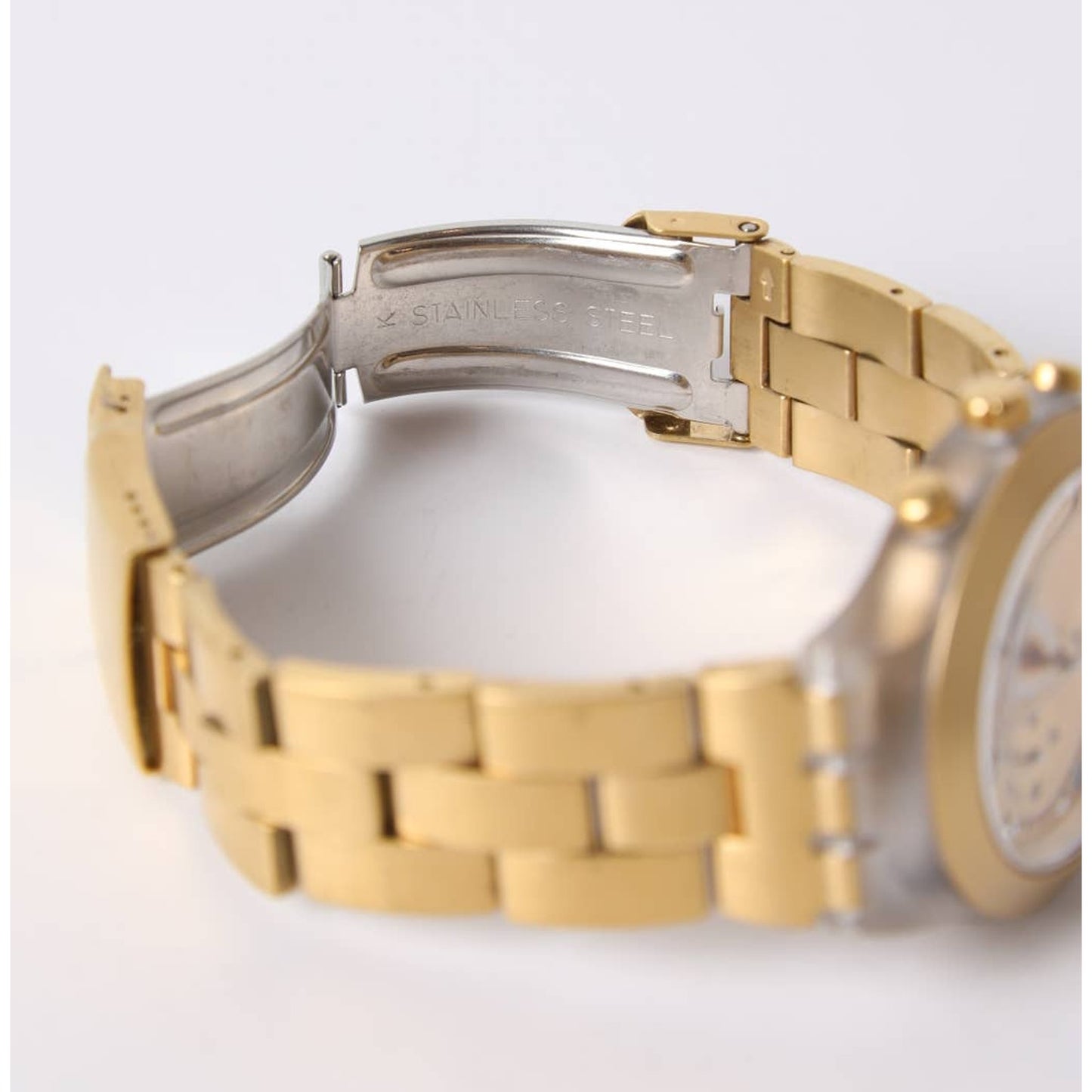 SWATCH Rare Vintage Y2K Gold Chronograph Watch With Rhinestones