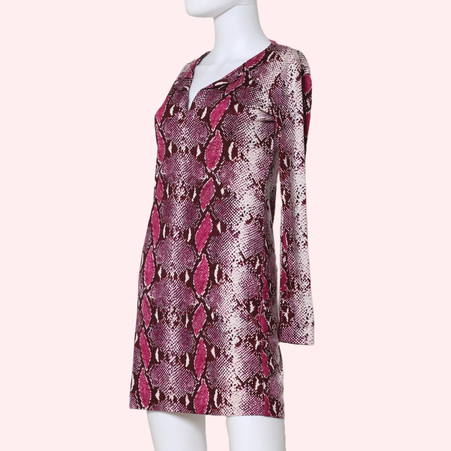 DIANE VON FURSTENBERG Pink Silk Python Snake Animal Print Mini Dress