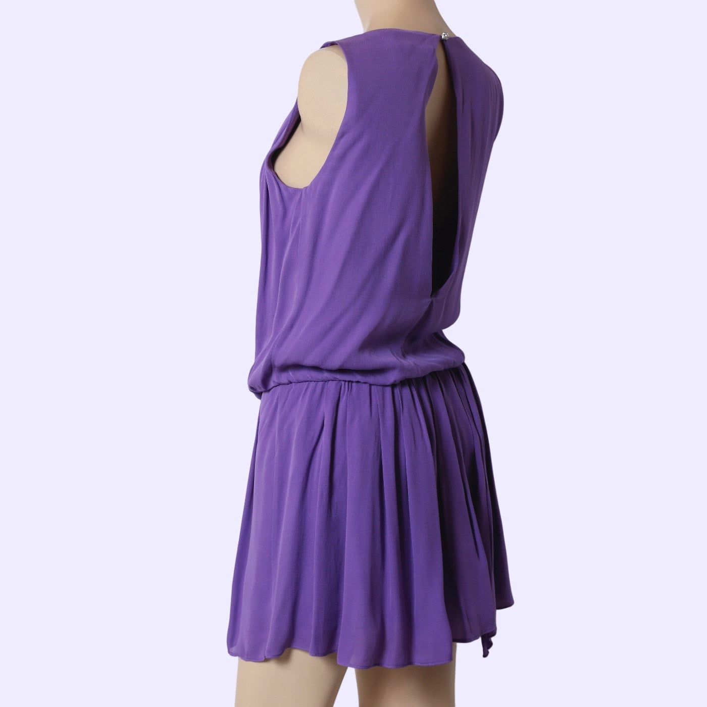 ALICE + OLIVIA Lavender Purple Silk Grecian Open Back Blouson Mini Dress