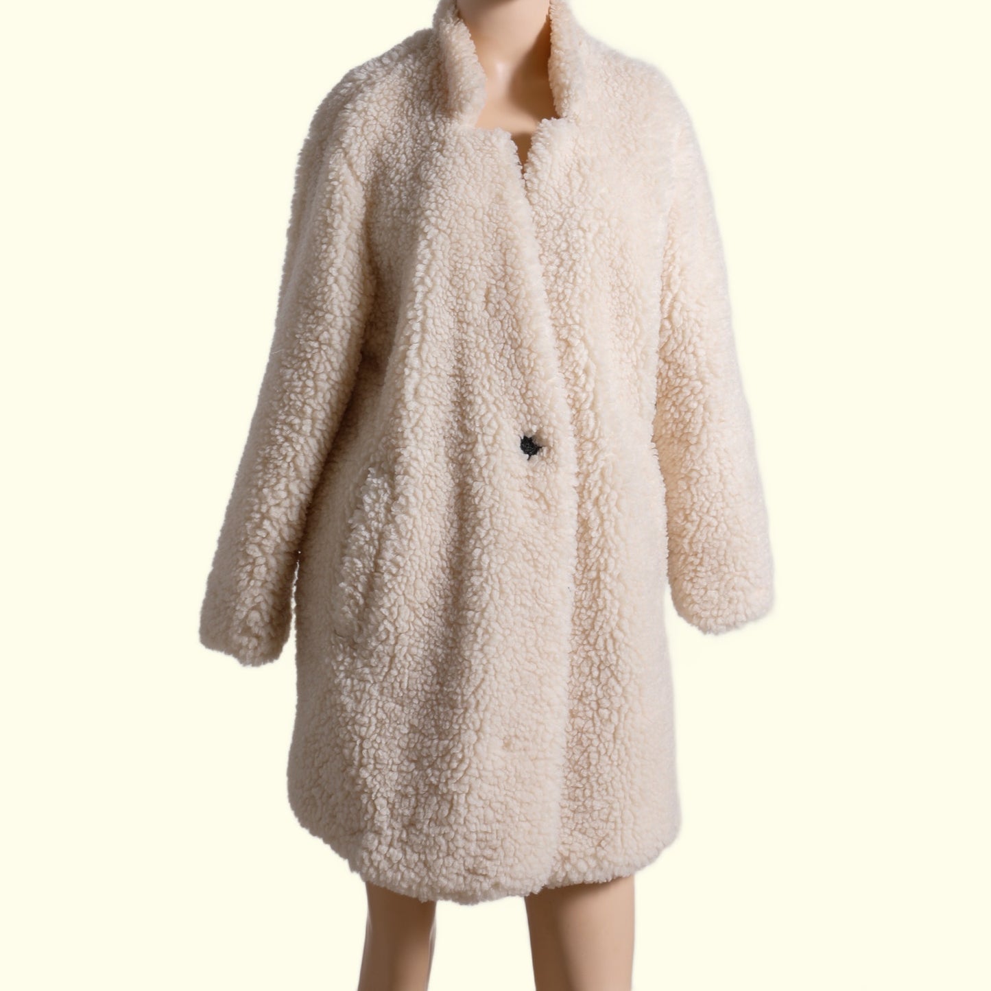 ZARA Ivory Shearling Oversized Jacket Beige