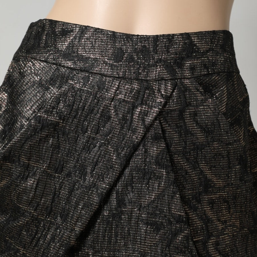 KAREN MILLEN Vintage Bronze and Black Metallic Patterned Skirt