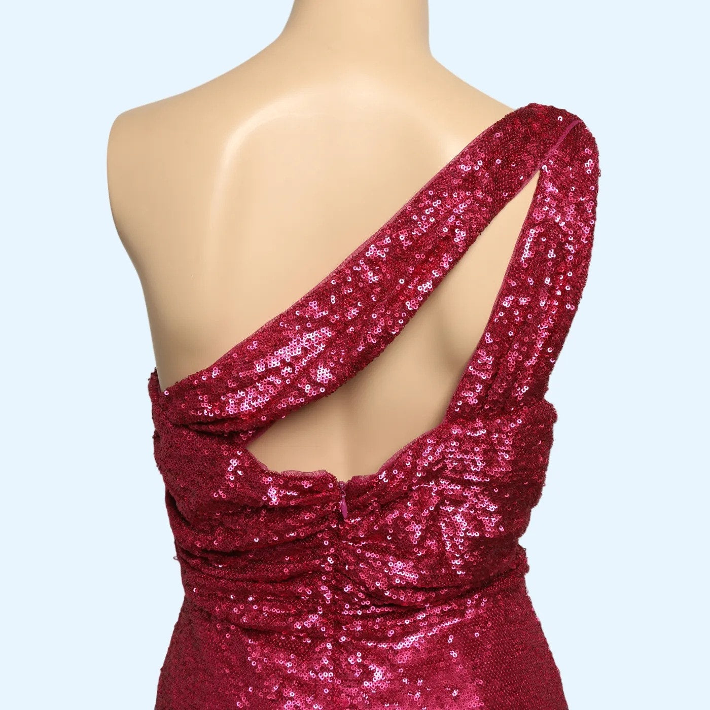 RENE RUIZ COLLECTION Pink Sequin One Shoulder Knee Length Dress