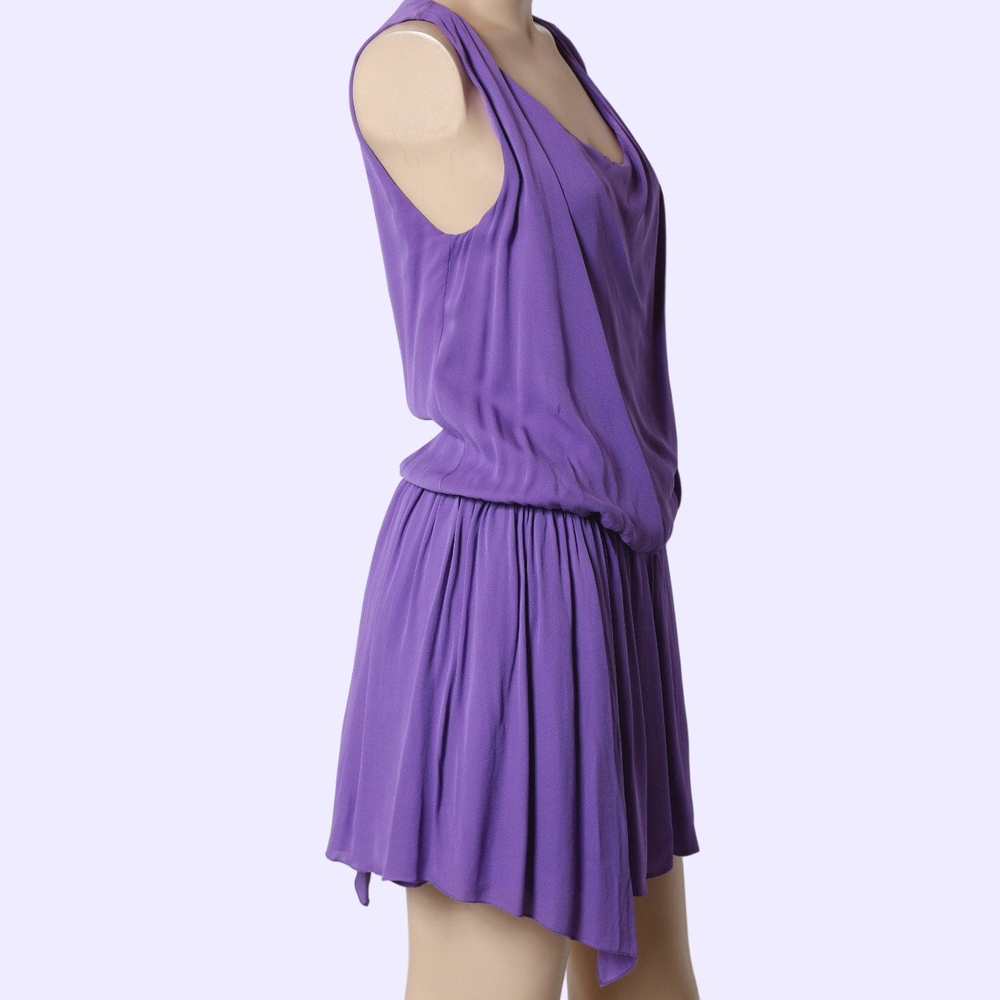 ALICE + OLIVIA Lavender Purple Silk Grecian Open Back Blouson Mini Dress