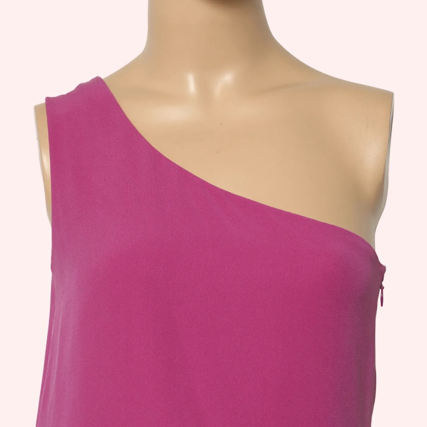 TORY BURCH Fuchsia One Shoulder Silk Shift Mini Dress
