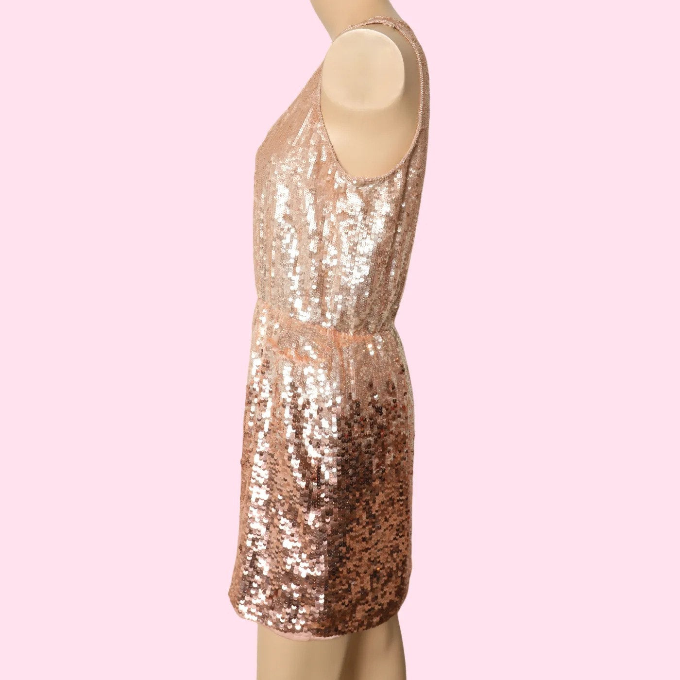 PARKER Rose Gold Ombre Sequin Sleeveless Shift Mini Dress