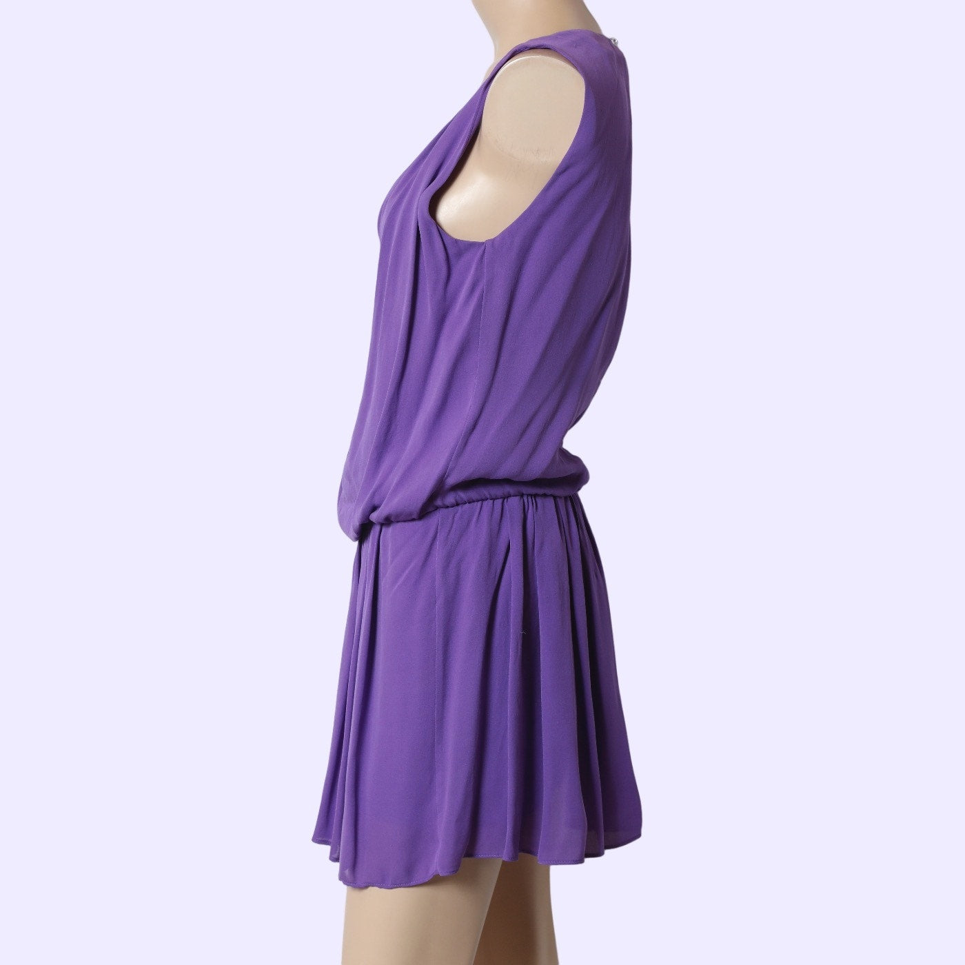 ALICE + OLIVIA Lavender Purple Silk Grecian Open Back Blouson Mini Dress