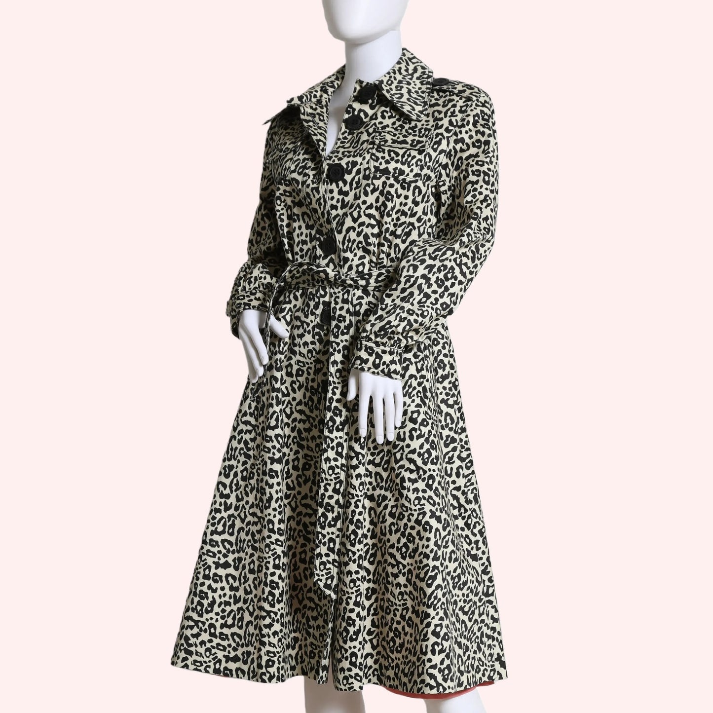 MANOUSH Cream Animal Print Trench Coat