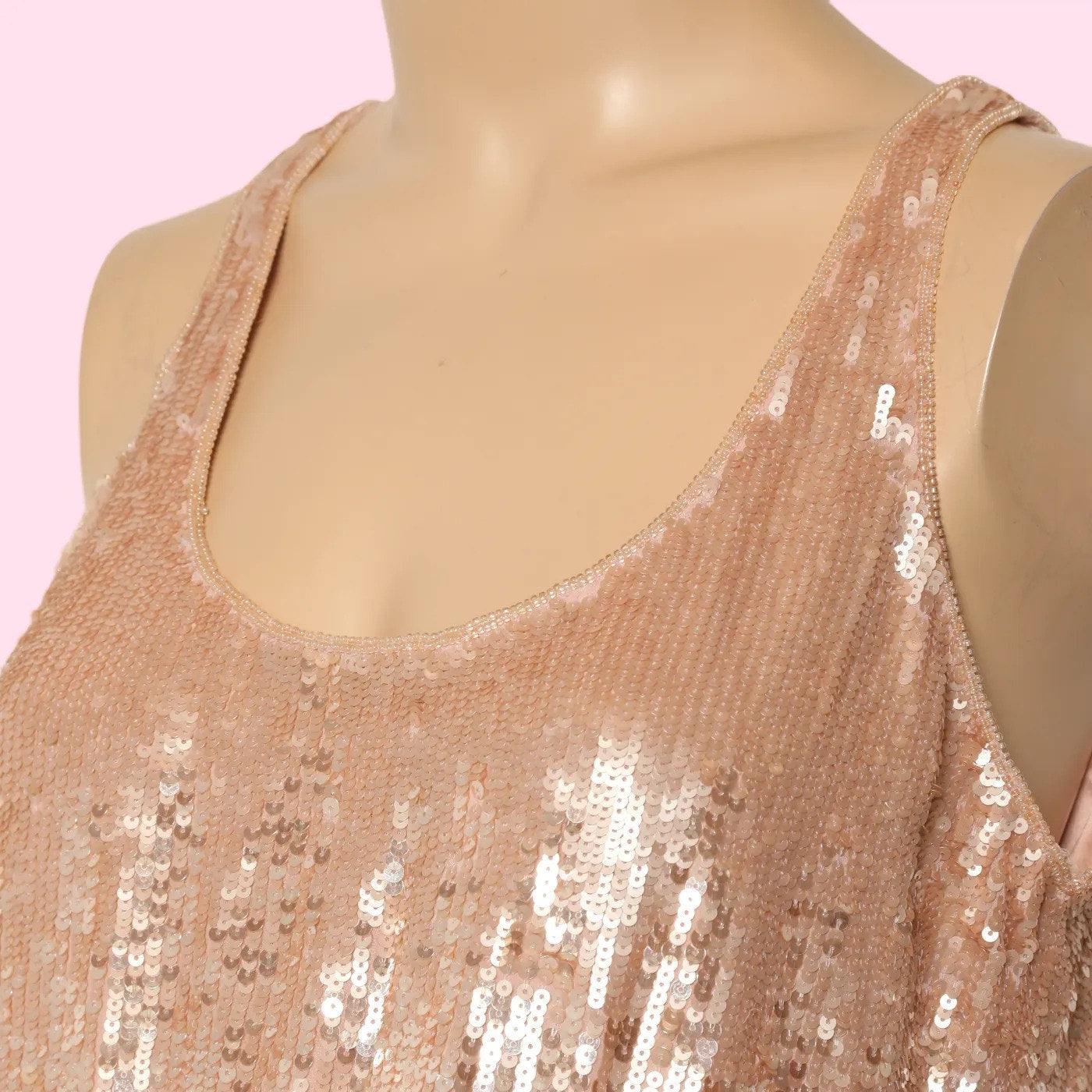 PARKER Rose Gold Ombre Sequin Sleeveless Shift Mini Dress