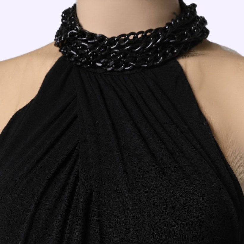 BAILEY44 Black Jersey Halter Chain Neck Dress