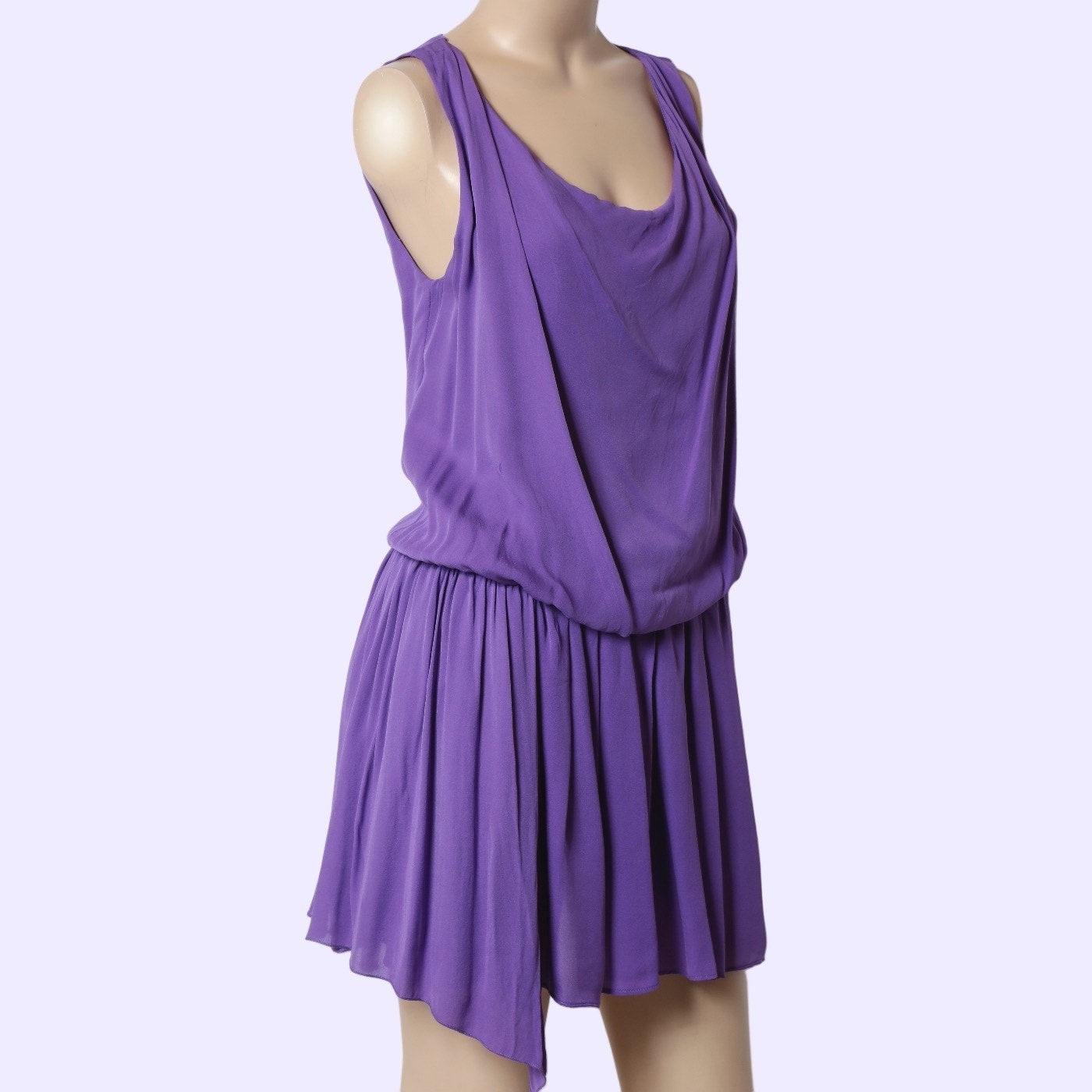 ALICE + OLIVIA Lavender Purple Silk Grecian Open Back Blouson Mini Dress