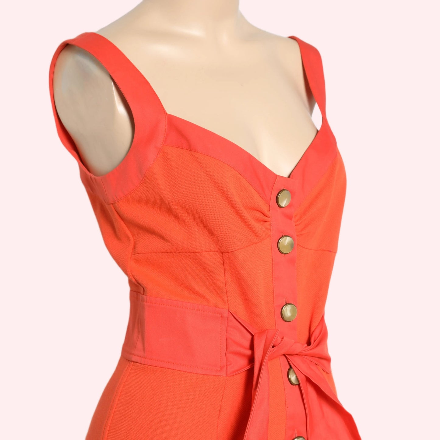 DIANE VON FURSTENBERG Orange V-Neck Button-Up Mini Dress