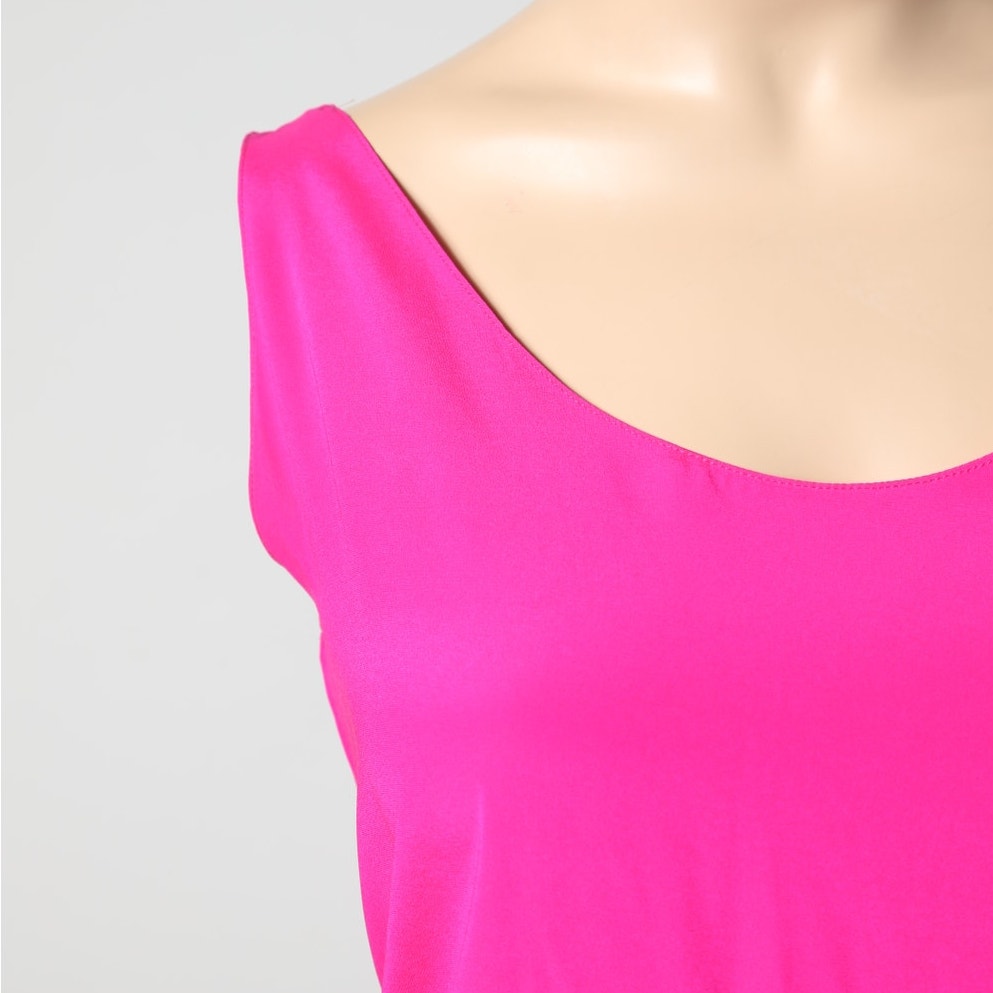 ZERO + MARIA CORNEJO Hot Pink Silk Sleeveless Shift Mini Dress