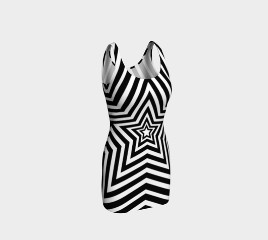 UNTITLED BOUTIQUE Black and White Jersey Star Bodycon Mini Dress - Limited Edition