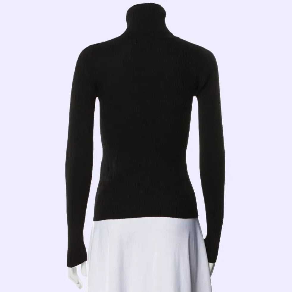 THE LINE BY K Black Ribbed Turtleneck Top w/ Tags