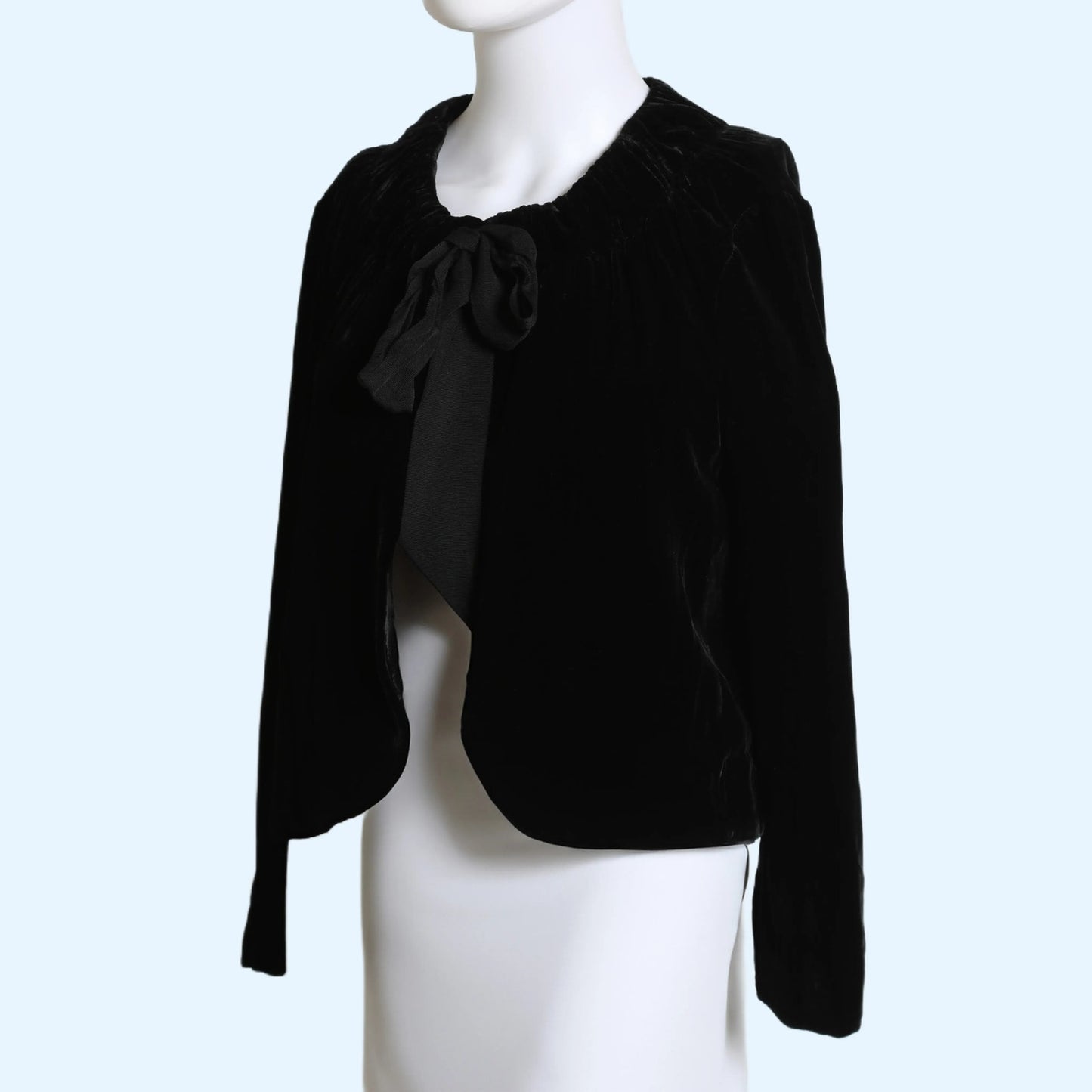 BANANA REPUBLIC Vintage Black Velvet Cape With Ribbon Tie