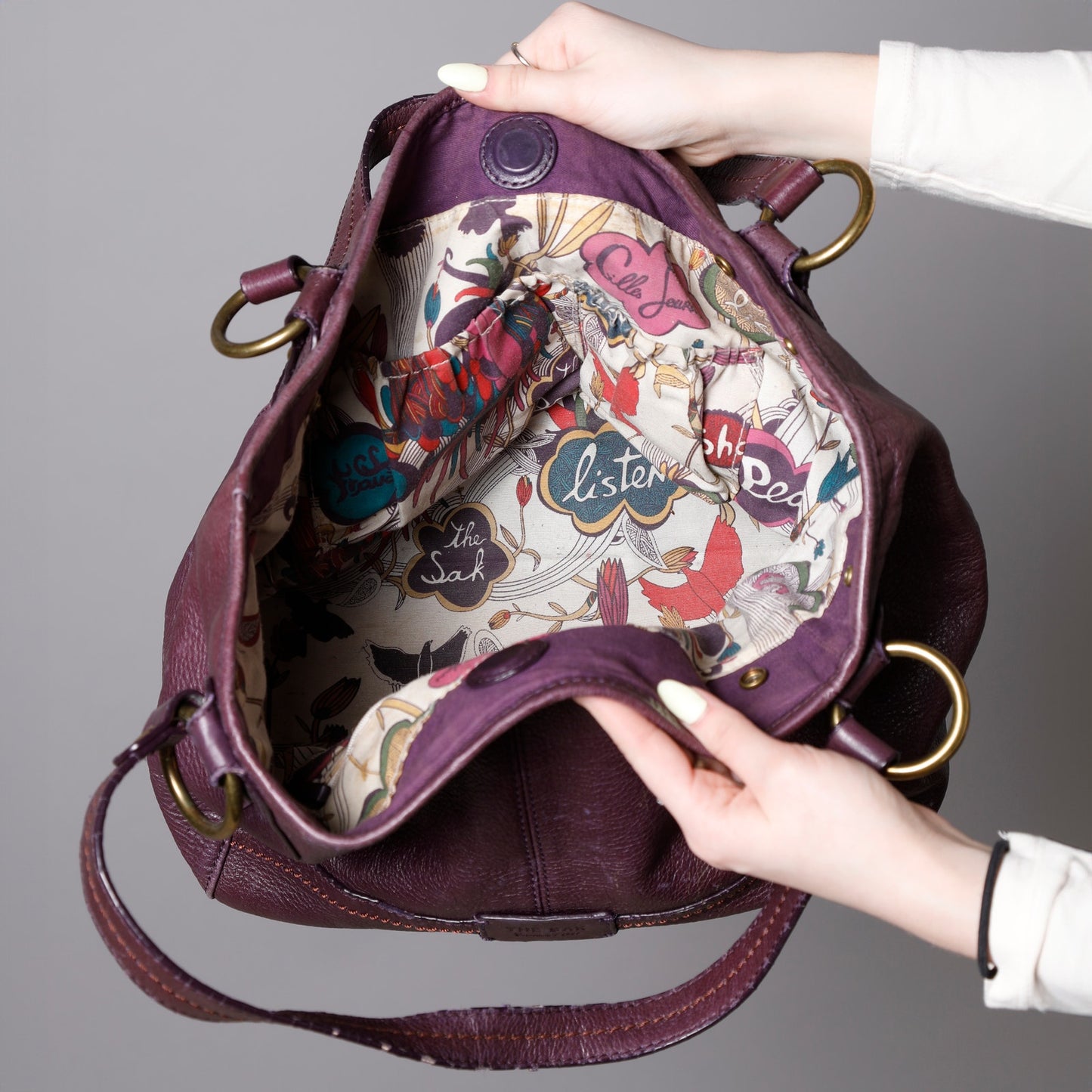 THE SAK Burgundy Leather Shoulder Bag Vintage Y2K