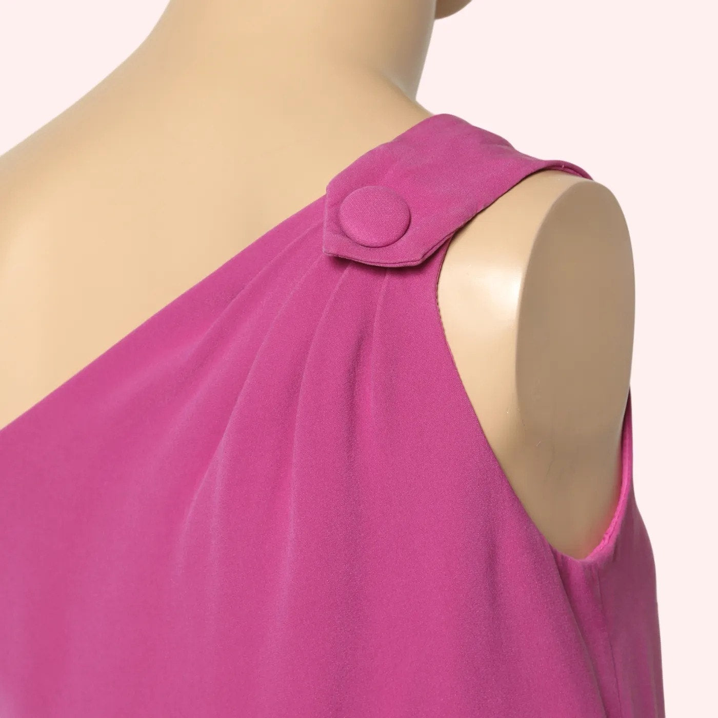 TORY BURCH Fuchsia One Shoulder Silk Shift Mini Dress