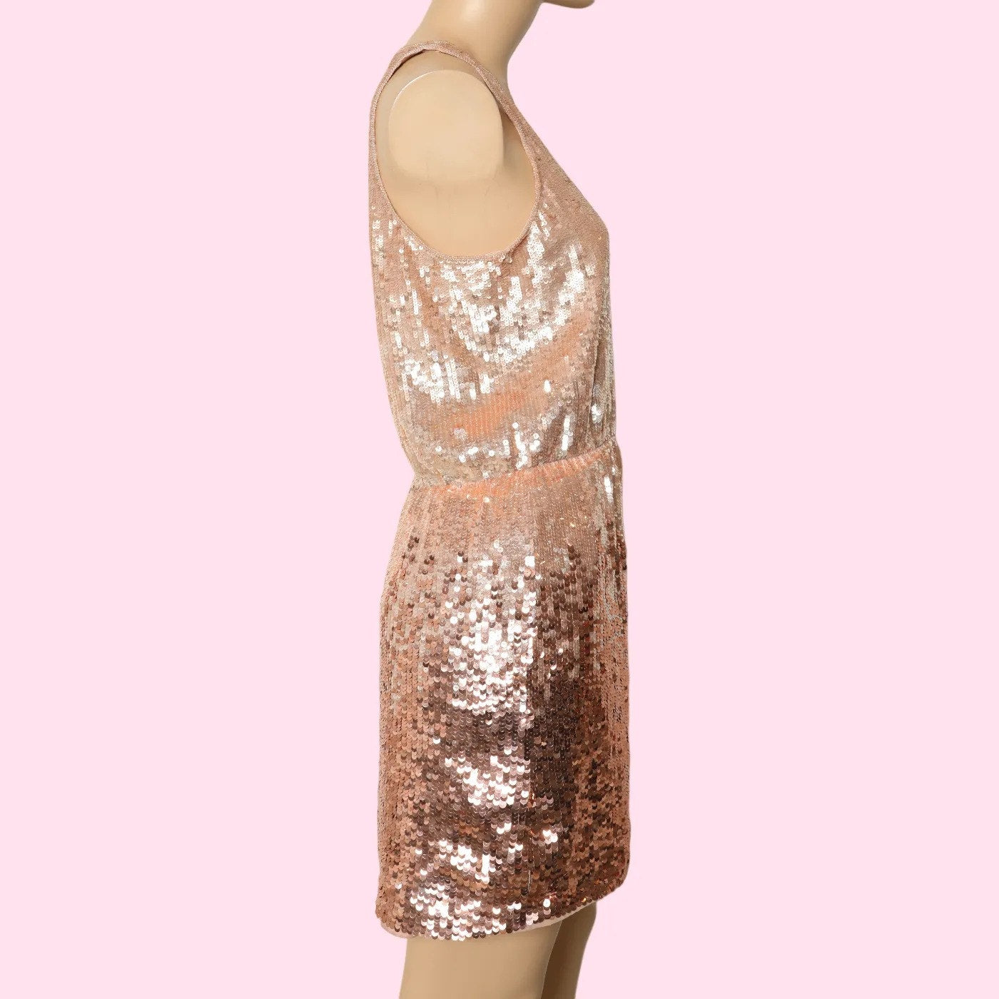 PARKER Rose Gold Ombre Sequin Sleeveless Shift Mini Dress