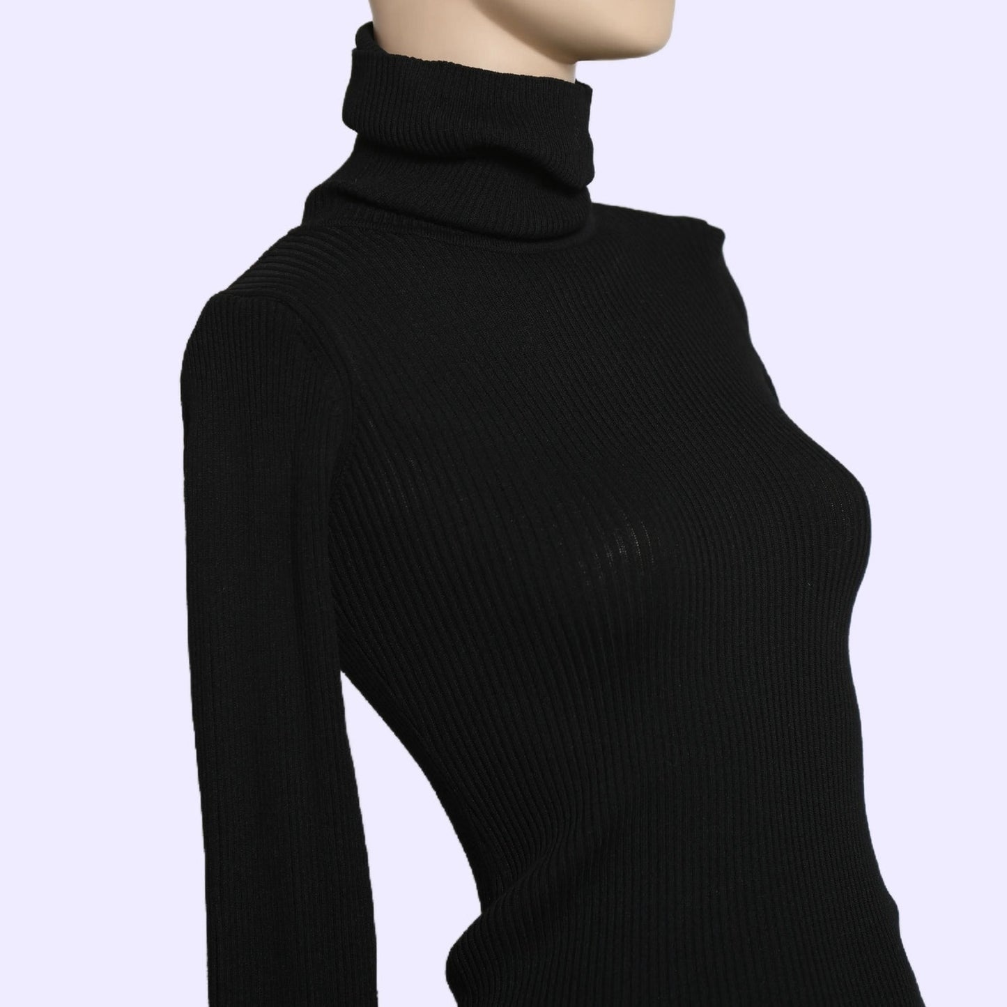 THE LINE BY K Black Ribbed Turtleneck Top w/ Tags