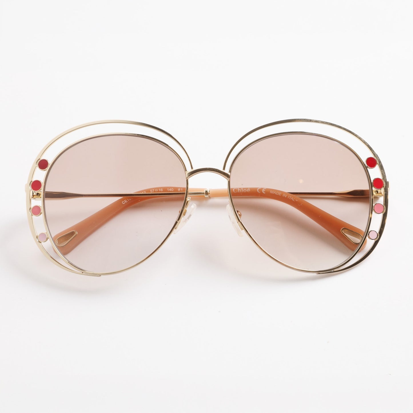 CHLOE Delilah Double Rimmed Gradient Sunglasses, Gold + Pink Frames