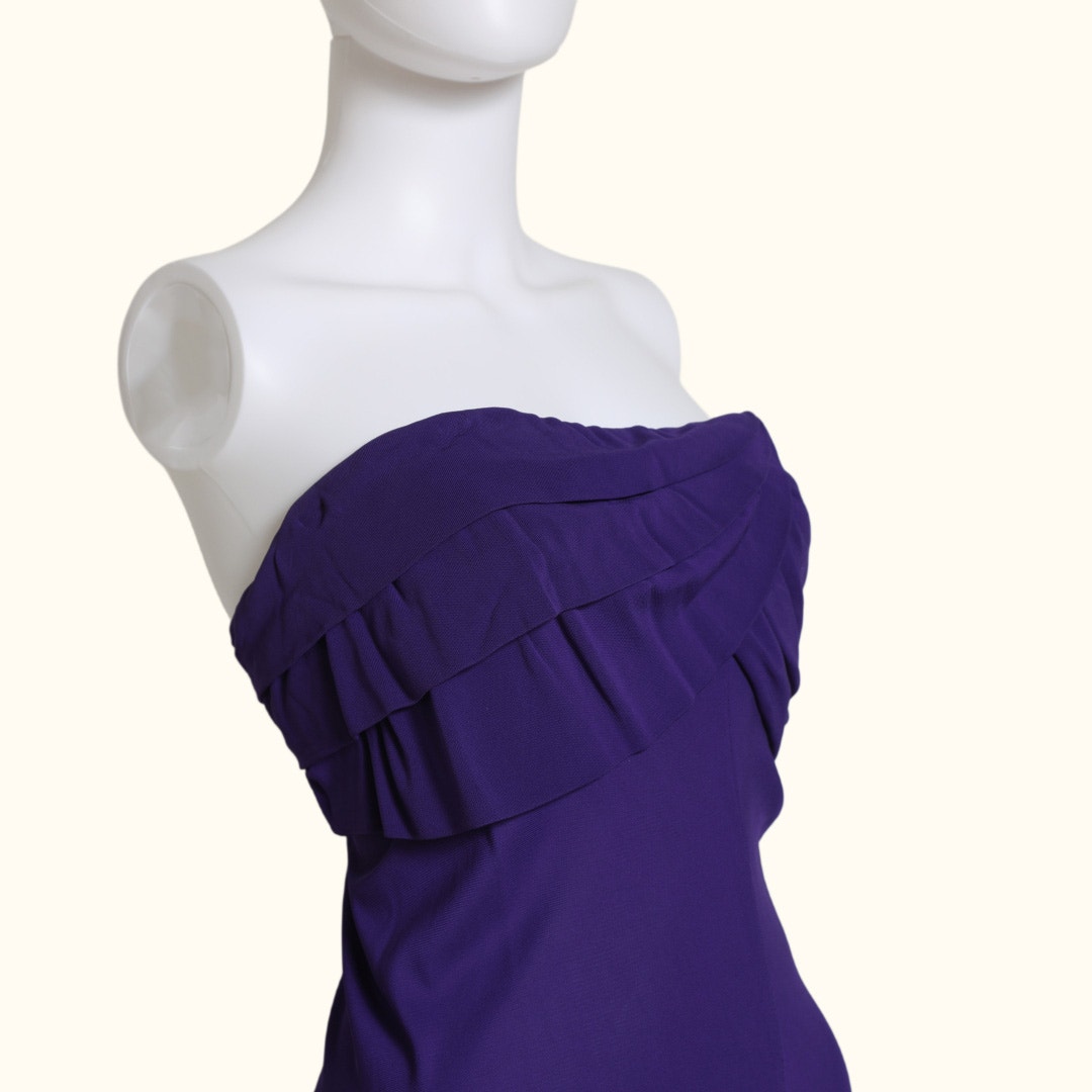 YIGAL Azrouël Violet Purple Strapless Knee Length Dress