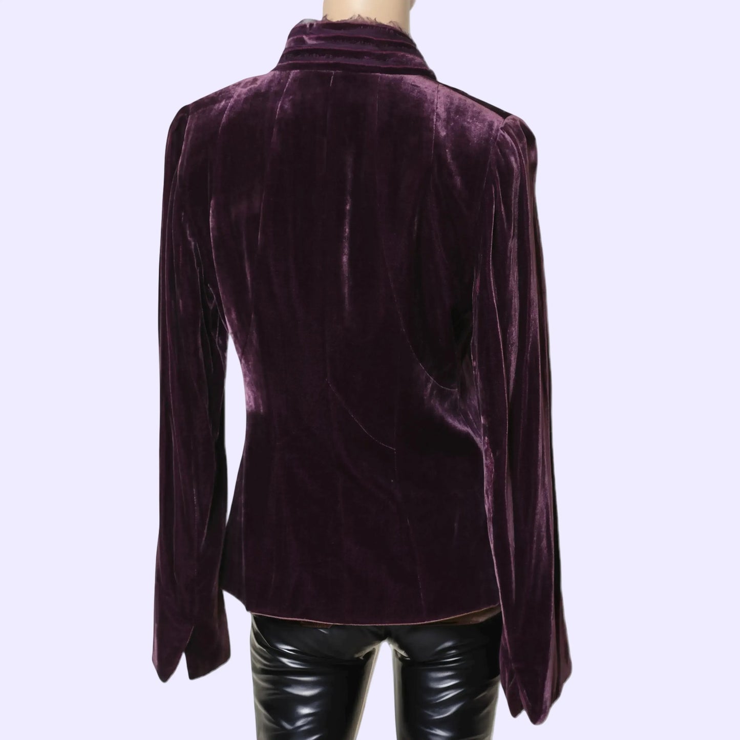 ELIE TAHARI Vintage Burgandy Purple Velvet Ruffled Jacket