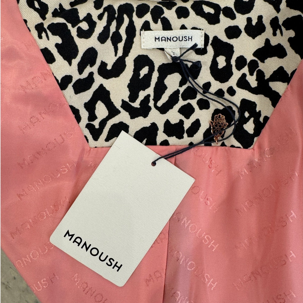 MANOUSH Cream Animal Print Trench Coat