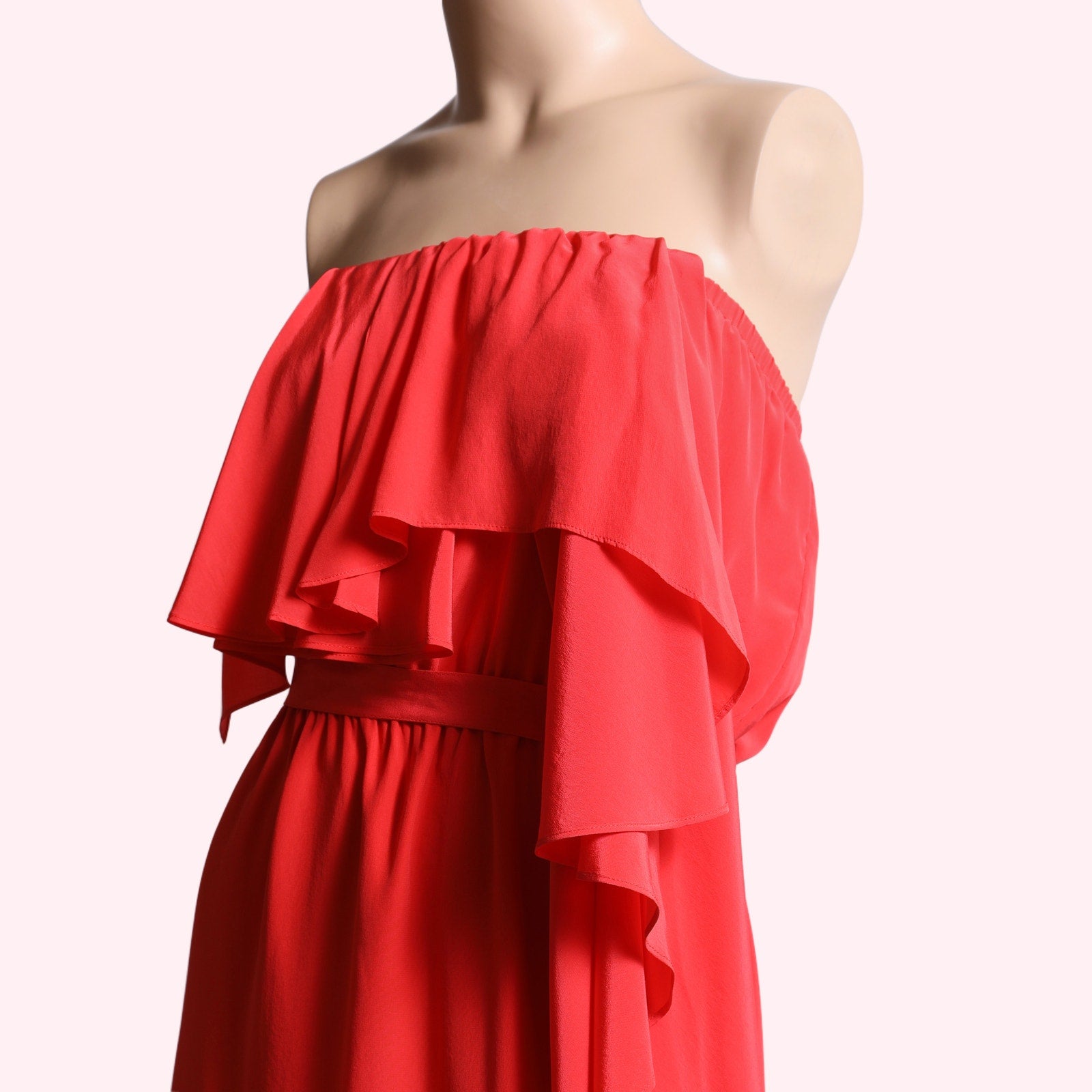 HAUTE HIPPIE Coral Red Strapless Mini Dress The Untitled Boutique HAUTE HIPPIE Coral Red Strapless Mini Dress The Untitled Boutique