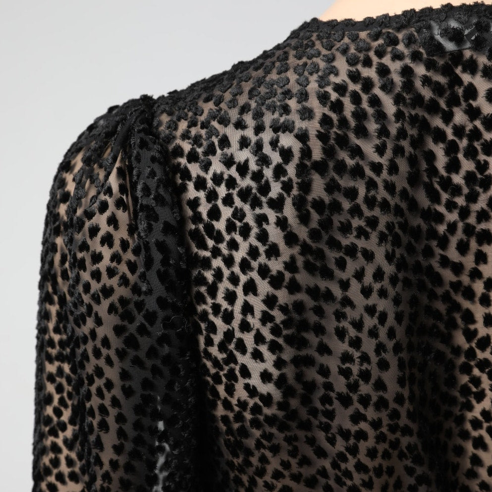 ROBERT RODRIGUEZ Pauline Black Velvet Dot Mini Black Dress
