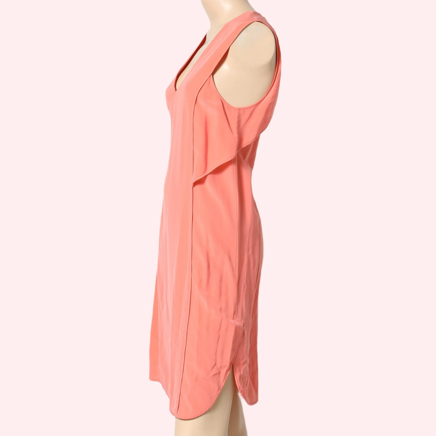 ALEXANDER WANG Silk Knee-Length Peach V-Neck Dress