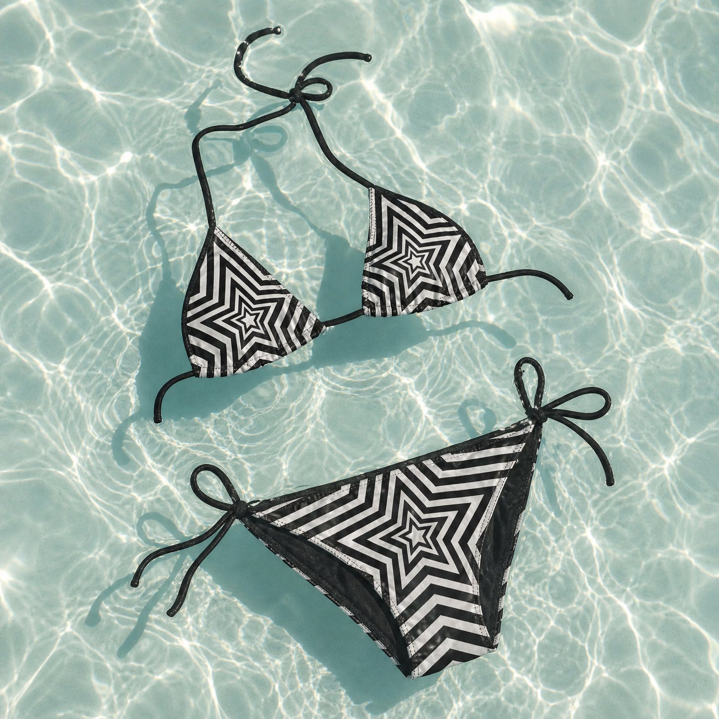 UNTITLED BOUTIQUE Black and White Lycra Star Bikini - Limited Edition