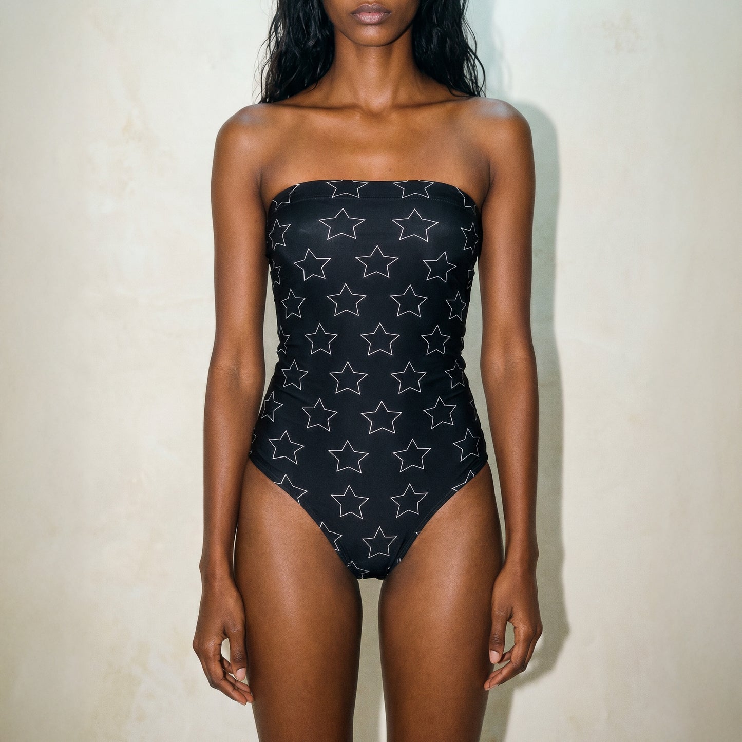 UNTITLED BOUTIQUE Black Lycra Constellation Stars Strapless Swimsuit - Limited Edition