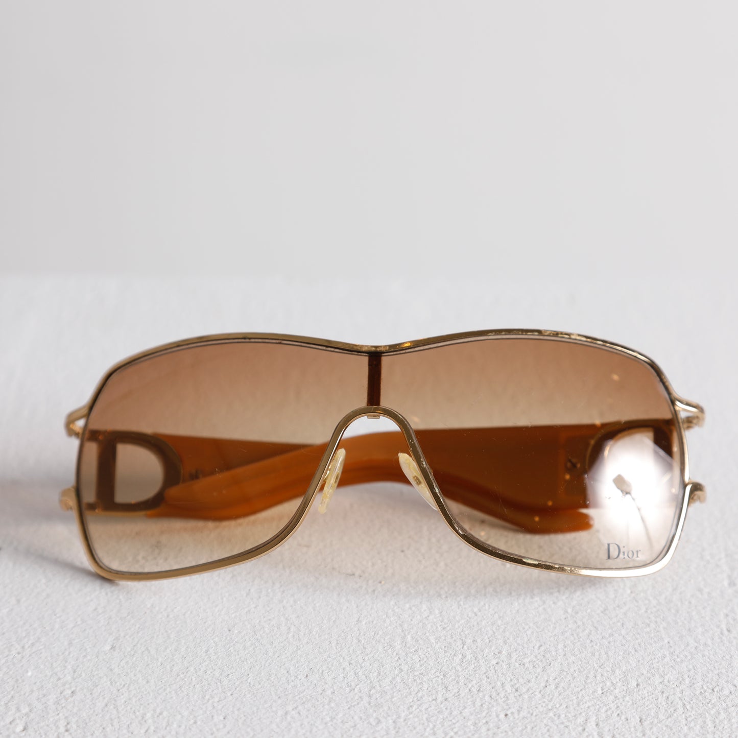 DIOR Gold and Beige Framed Tinted Sunglasses